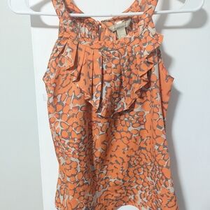 Orange Sleeveless Ruffle Top